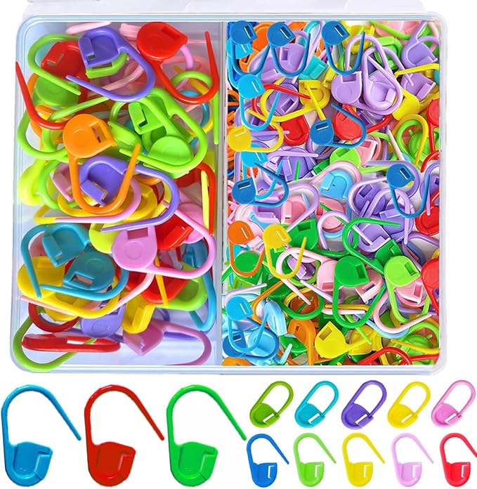 90 Pieces - Standard & Jumbo Locking Stitch Markers Crochet Knitting Markers Set- Stitch Pins, Plastic Safety Pins, Row Stitch Counter for Clips Yarn
