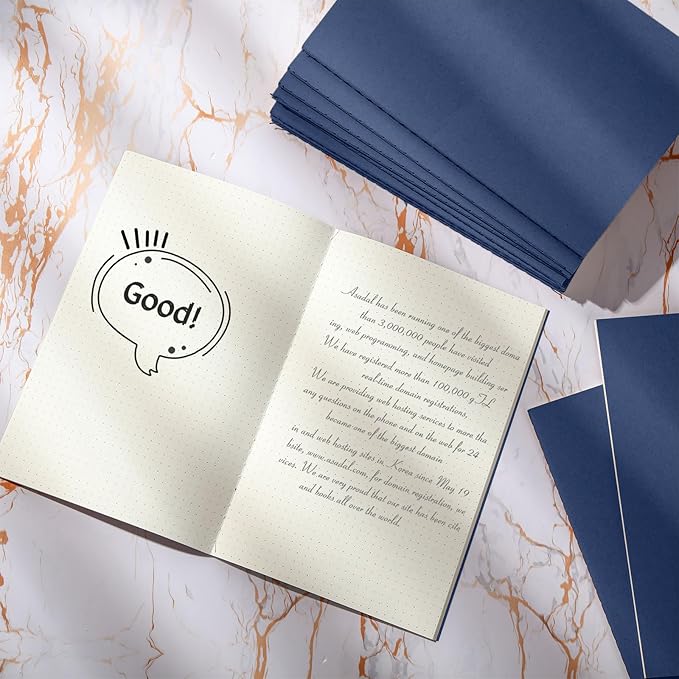 mimorou 100 pcs journals notebooks bulk - kraft softcover a5 small notebooks 5.5 inch x 8.3 inch notepads with 60 page 30 sheet for writing sketch travel office supplies(navy,dot)