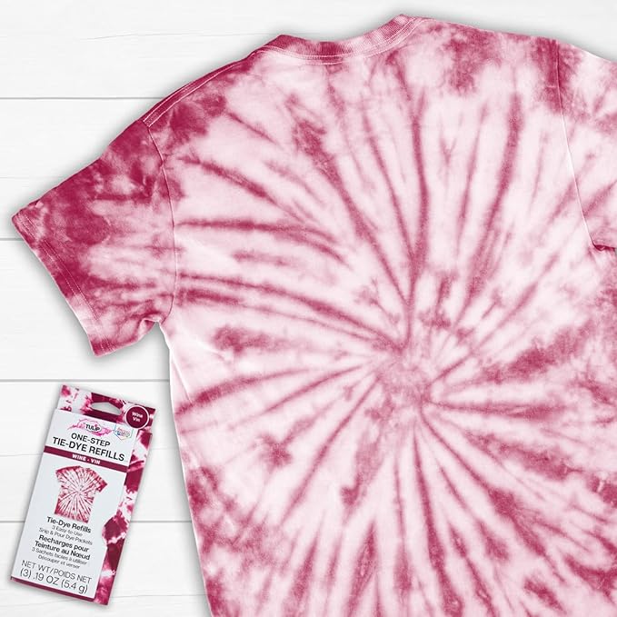 Tulip One-Step Tie-Dye Kit , 3 Fabric Dye Refill Packs, Packs, Wine