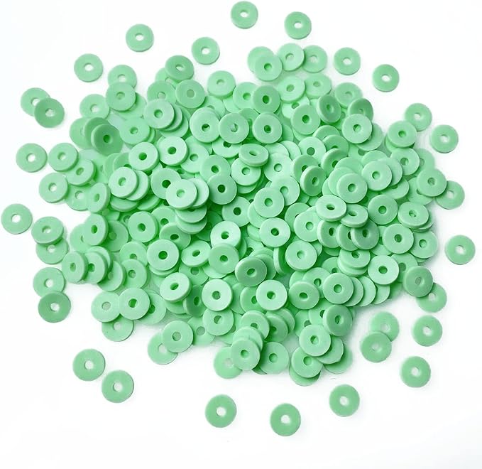 2000pcs Heishi Vinyl Beads Flat Round Polymer Clay Spacer Beads for Making Bracelet Necklace Earring Accessories DIY Handmade Craft(Mint Green, 6mm)
