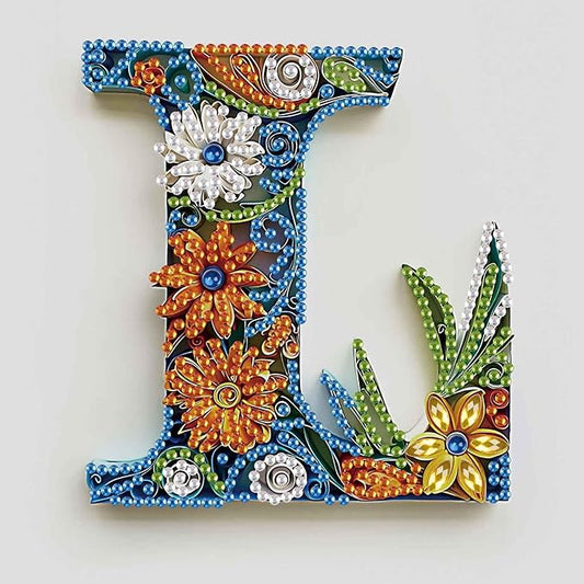 MVVMTOP Diamond Painting Kit, 5D DIY Letter L, Special Shape Crystal Artificial Diamond Art Partial Mosaic Handicraft for Beginners, Wall Decor Gift for Bedroom, Office, Living Room 6.7x6.7in