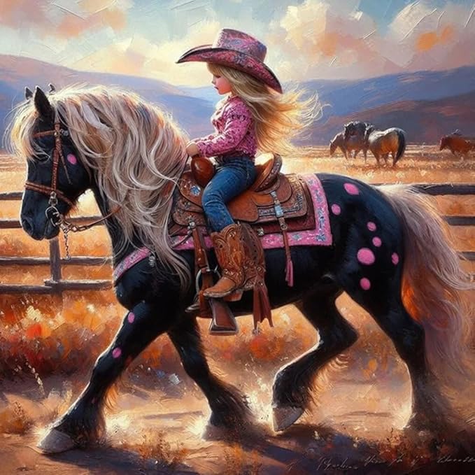 Axquilon Girl Diamond Art Kits for Adults - Horse Diamond Painting Kits for Adults Beginner, DIY 5D Full Drill Gem Art for Home Wall Decor 14x14 inch