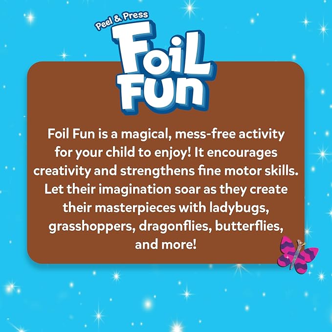 skillmatics foil fun - bugs & butterflies, no mess art for kids, craft kits & supplies, diy creative activity, travel toys, gifts for boys & girls ages 4, 5, 6, 7, 8, 9