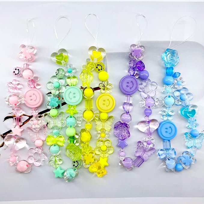 450pcs Blue Acrylic Assorted Beads - Pastel Heart Star Butterfly Smile Face Mickey Cute Aesthetic Bulk for Bracelets Jewelry Making Phone Charm Crafts