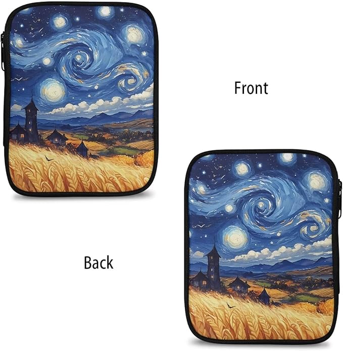 Hechitok Starry NightKnitting Needles Case Empty Zipper Bags Organizer Portable Travel Crochet Hook Storage Bag with Web Pocket for Carrying Various Crochet Needles
