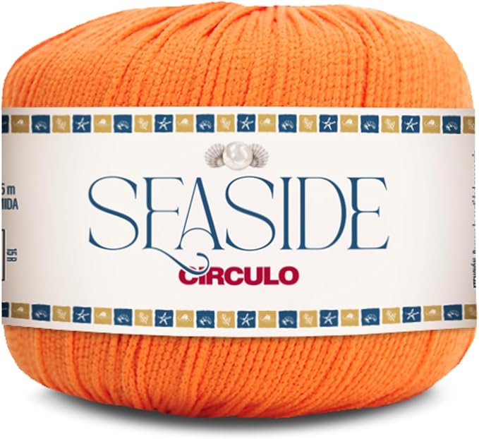 CIRCULO Seaside Yarn, Perfect for Beachwear, Bikinis & Cover-Ups, Quick-Drying & Lightweight, Fingering Weight, 100% Polyamide, 180.4 yds, 50g (617 - Orange)