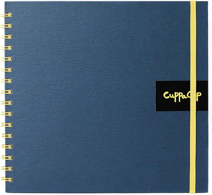 CuppaClip Watercolor Paper 9"x8.5" 300GSM 140LB Spiral Bound Cotton Water Color Pad Cold Press Inner Pocket Art Supplies (Blue)