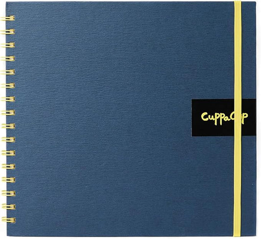 CuppaClip Watercolor Paper 9"x8.5" 300GSM 140LB Spiral Bound Cotton Water Color Pad Cold Press Inner Pocket Art Supplies (Blue)