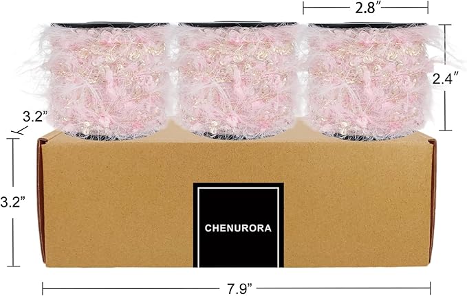 Artisanal Yarn Collection Multifiber Fancy Yarn for Knitting Crocheting Crafts DIY, Set of 3 Rolls (Cotton Candy Pink)