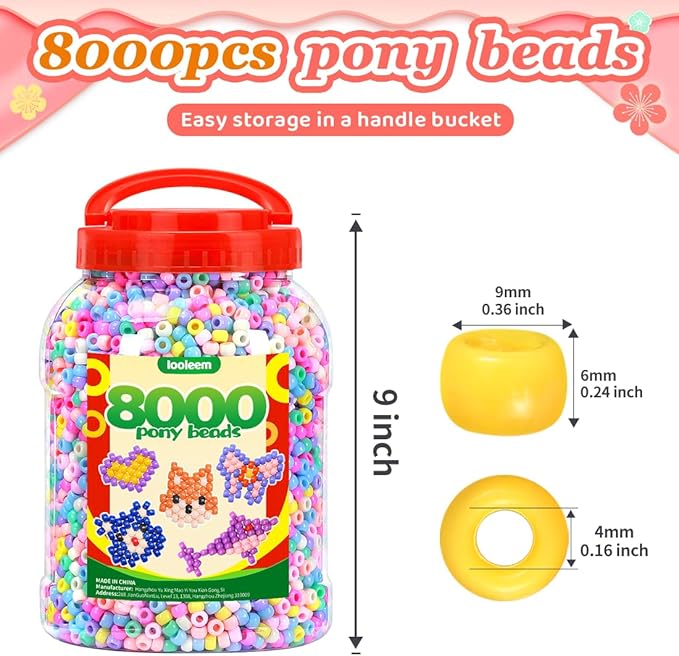 iooleem pony beads(8000pcs macaron candy), beading supplies, friendship bracelets making, king size