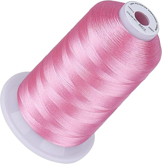 Simthread 5500Yds Embroidery Thread, 5000M High-Yardage 40WT 100% Polyester Thread – 170+ Vivid Colors, High-Speed Rated – Compatible with Brother, Singer, Janome & More - Soft Pink S072