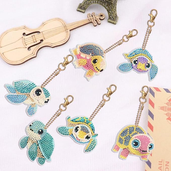 Diamond Painting Keychains Kits, Double Sided Diamond Art Keyrings for Adults, DIY Art Key Rings Ornaments Kits