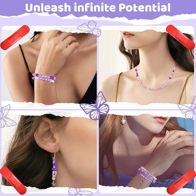 Goldwise Jewelry Making Bead Kit for Adults – Purple Glass & Clay Beads with Letter Beads and Charms, DIY Bracelets & Fashion Accessories Supplies