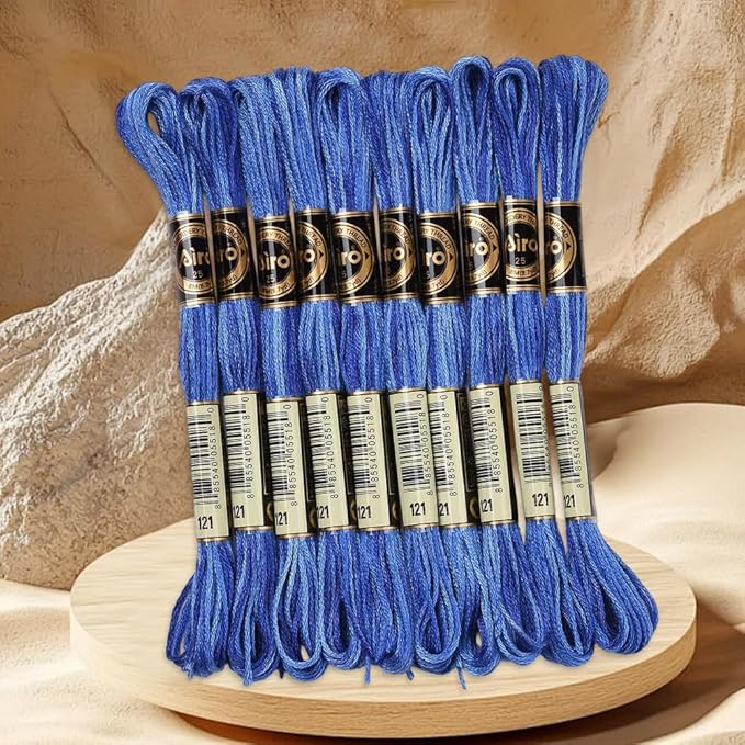 10 Skeins 87.5 Yards 6 Ply Variegated Steel Blue Cross Stitch Floss Segment Embroidery Thread Gradient Friendship Bracelet String Yarn Bulk for Sewing Making Jewelry Needlecraft Knitting