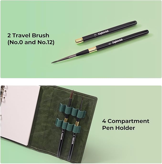 Travel Watercolor Sketchbook Set - 100% Cotton Cold Press 6.7x3.9 Inch Binder Art Journal with 36-Well Ceramic Paint Palette & 2 Travel Watercolor Brushes for Artists Outdoor Painting