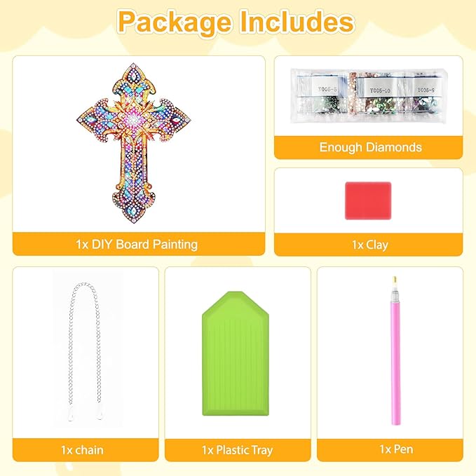 TOSTOG Cross Diamond Art Hanging Kits for Adults, Cross Diamond Painting for Adults Window Pendant, Special Shape Diamonds Diamond Painting Hanging Pendant Kit for Wall Home Decor Gift