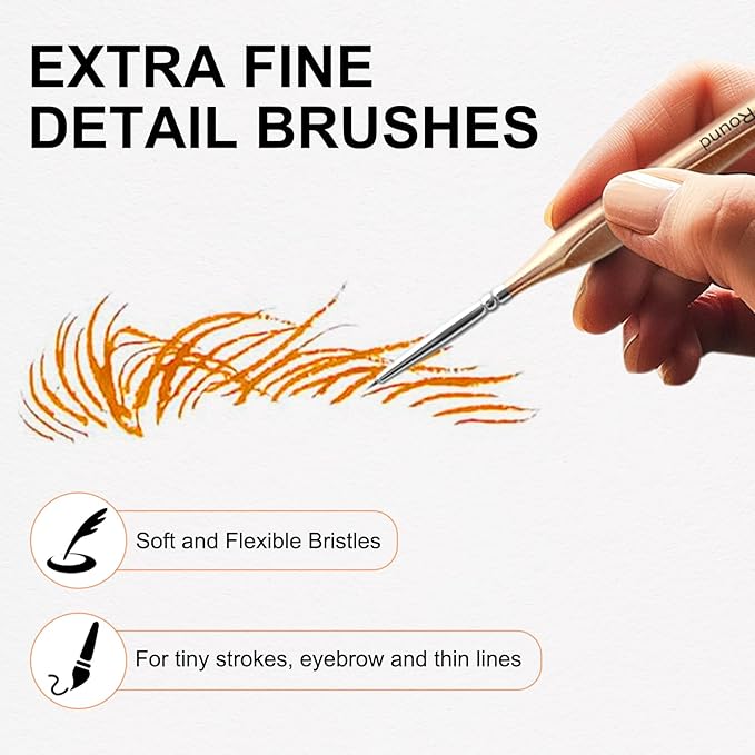 Nicpro Detail Paint Brushes 5 PCS Aesthetic Extreme Fine Tip 10/0 Professional Miniature Painting Artist Brush Set for Micro Watercolor Oil Acrylic Craft Models Rock Army Paint by Number for Adult