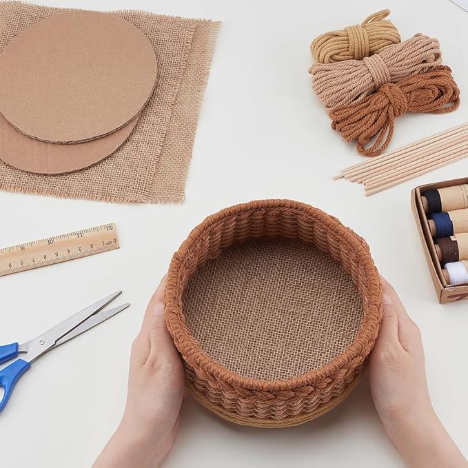 ACRNIGHEET Macrame Basket Weaving kit Weaving Kit for Adults Beginners with Step-by-Step Tutorials Storage Basket Making Kits Craft Gift Ideas