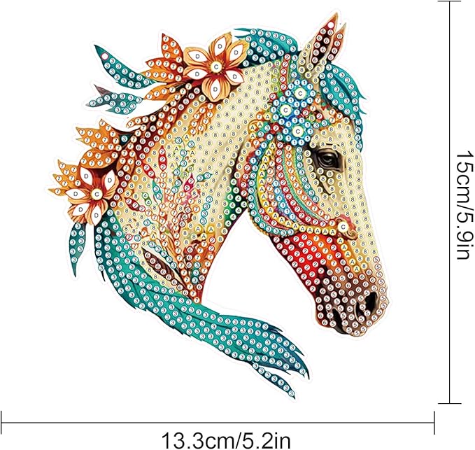 AiYuanzsh DIY Diamond Art Painting Hanging Sign Set Diamond Art Hanging Wall Art Horse's Head DIY 5D Crystal Rhinestone Pendant Kits for Wall Door Window Decorations