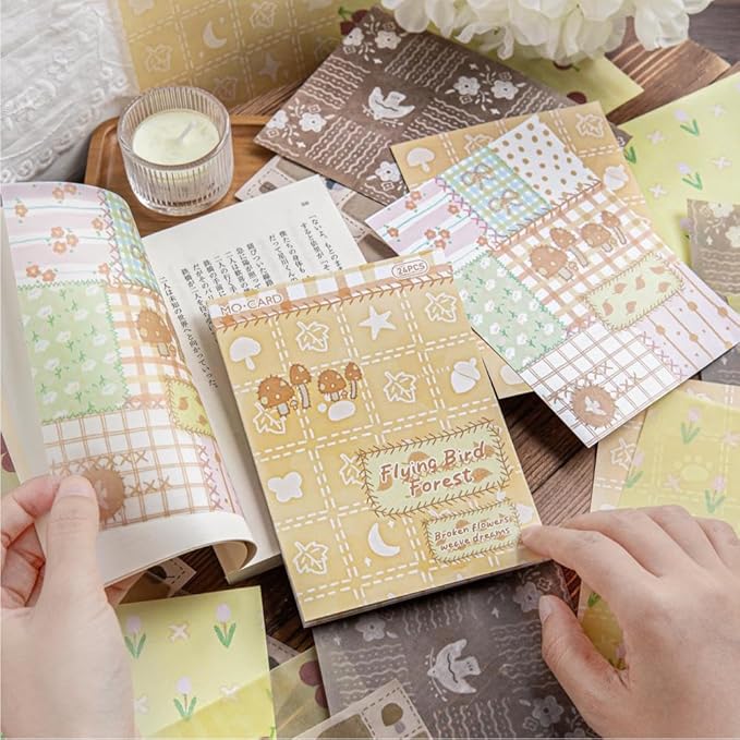 Diuhofart 47 Sheets Scrapbook Textured Papers for Crafts, Pink Theme Hollow Mesh Sticker Decorative Paper, Collage Materials for Junk Journaling Supplies