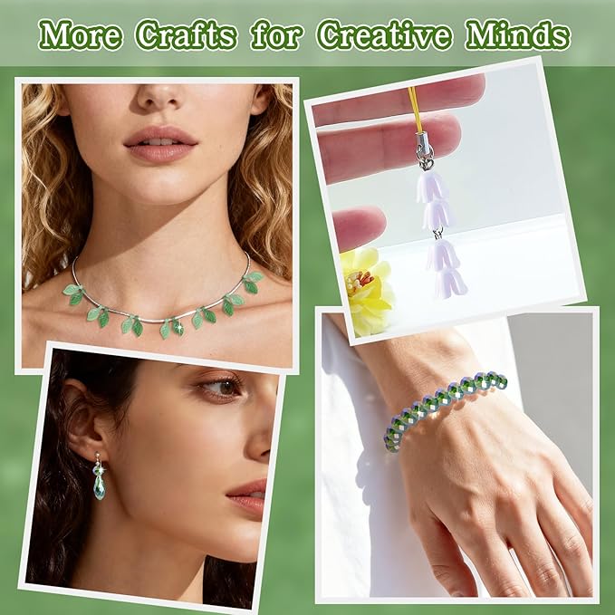 FOGWOWO 5422 Pcs Beaded Plant Kit Forever Plant Kit Green Glass Beads for Plant Making,Green Beads for Beaded Plants with Video Tutorials,Forever Plant Beads Leaf Bead for Jewelry Making DIY Craft
