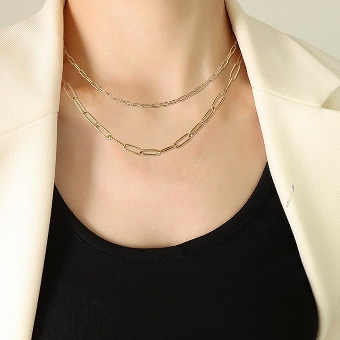 16.4 feet necklace chains for jewelry making, gold plated stainless steel chains bulk for diy necklace bracelet pendant supplies
