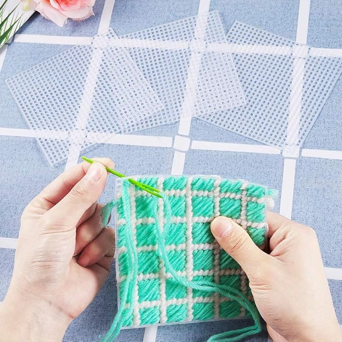 Allazone 52 PCS Mesh Plastic Canvas Sheets 4 Shapes Plastic Canvas for DIY Crafts Embroidery Cross Stitch, Acrylic Yarn Crafting, Knit and Crochet Projects