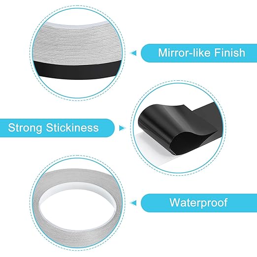 uxcell Metallic Tape, 0.39 in x 164 ft Self Adhesive Metalized Polyester Film Tape Waterproof Shiny Washi Tape for Wall Graphic Arts Gifts Wrapping Crafts Decoration, Gloss Black, 2 Pcs