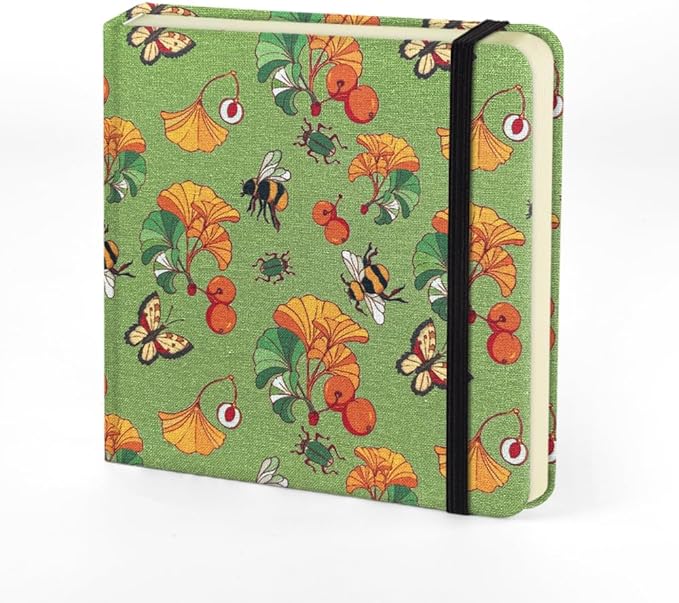 Mifuner 4.8x4.8in 80gsm Mini Notebooks Art Blank Pages Sketchbooks Travel Journal Pocket Hardcover Paint Writing Notebook Blank Diary Memo Planner Sketchbook Fabric Cover.Ginkgo Leaf