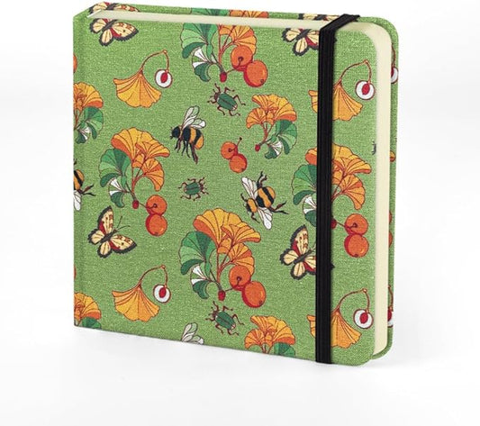 Mifuner 4.8x4.8in 80gsm Mini Notebooks Art Blank Pages Sketchbooks Travel Journal Pocket Hardcover Paint Writing Notebook Blank Diary Memo Planner Sketchbook Fabric Cover.Ginkgo Leaf