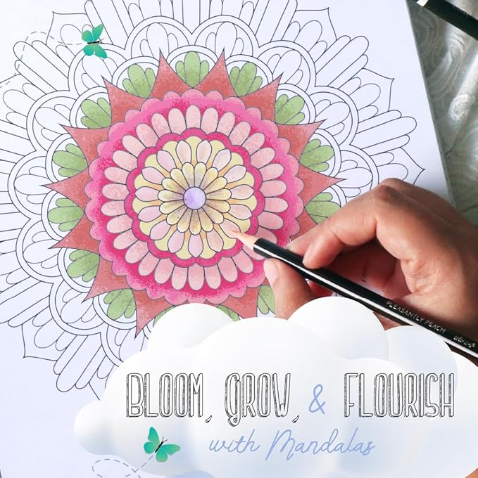 ColorIt Mandalas to Color, Volume VIII Adult Coloring Book 50 Floral and Geometric Mandala Patterns and Designs, Spiral Binding, USA Printed, Lay Flat Hardback Book Cover, Ink Blotter