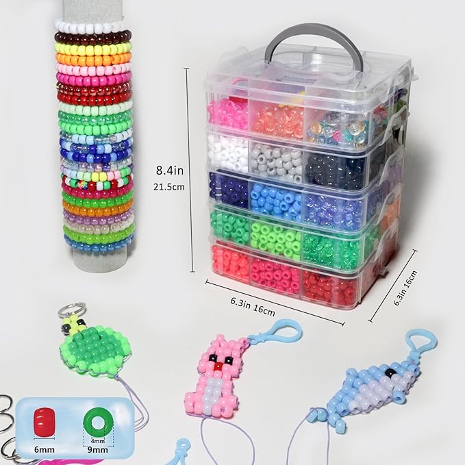 YMSDZHL 5600PCS Glow-in-The-Dark Pony Kandi Beads Keychain Making Kit, Friendship Jewelry Bracelet kit 30 Colors Hair Bead, Pets Art Crafts for Kids Beginners Birthday DIY Gifts