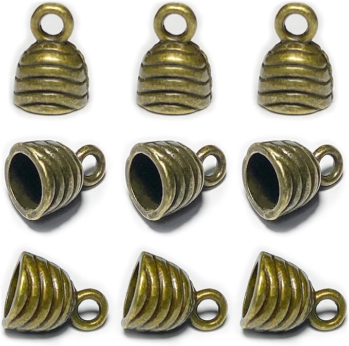 Bronze Round Tassel End Caps 50 pcs Barrel End Caps Flat Leather Cord End Caps Bracelet Making Supplies Leather Bracelet Making Kit Silver Cord End Cap Kumihimo Kit