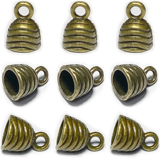 Bronze Round Tassel End Caps 50 pcs Barrel End Caps Flat Leather Cord End Caps Bracelet Making Supplies Leather Bracelet Making Kit Silver Cord End Cap Kumihimo Kit