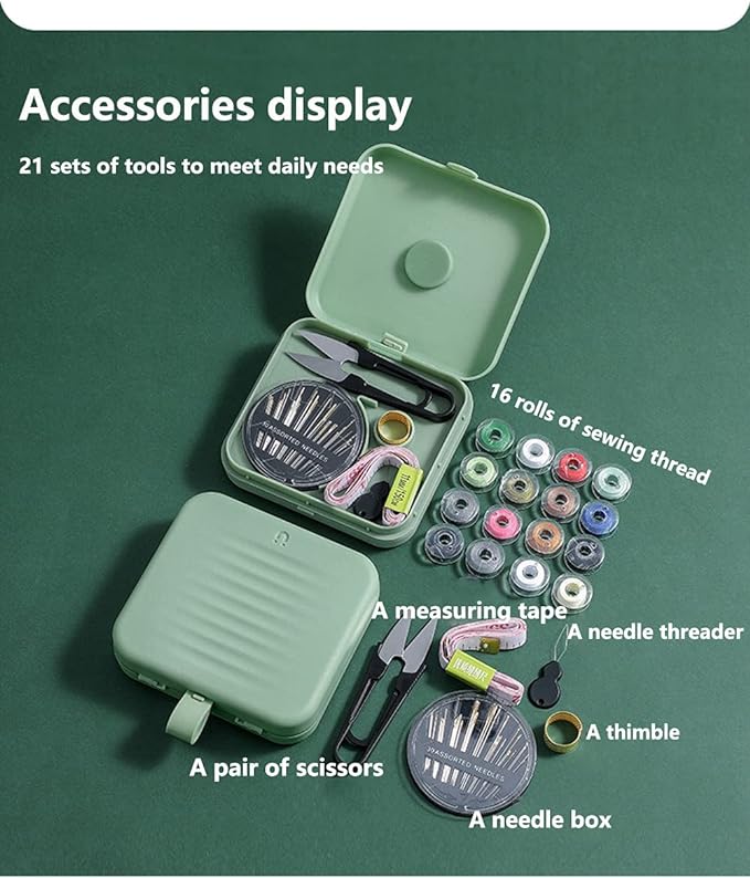 Small Sewing kit Travel Size, Mini Sewing Kits Storage-Box Gifts for Adults, Beginners DIY Easy Embroidery Thread Needle Accessories,Home and Hand Sewing Supplies, Basic Emergency Needle case (Blue)