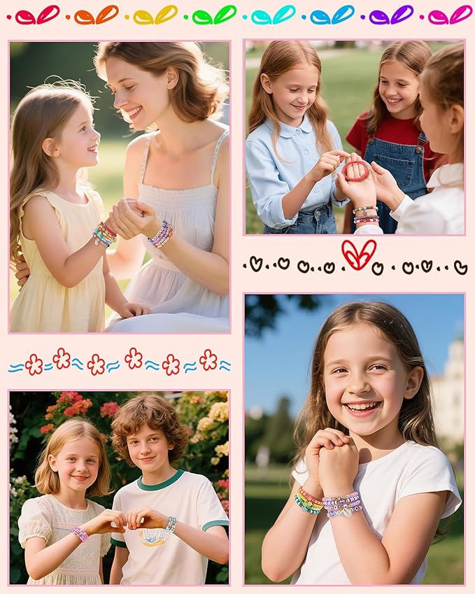 LovelyMoon Bracelet Making Kit 5000 Pcs Clay Beads Flat Preppy Beads for Friendship Jewelry Making Polymer Heishi Beads with Charms Gifts for Teen Girls Crafts for Girls Ages 6 7 8 9 10 11 12