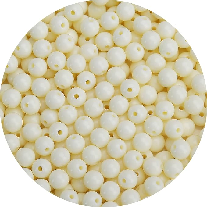 500pcs 8mm smooth beige acrylic round beads, round acrylic balls gumball beads, bubblegum beads chunky beads, plastic resin beads for necklace and bracelet making, crafting supplies