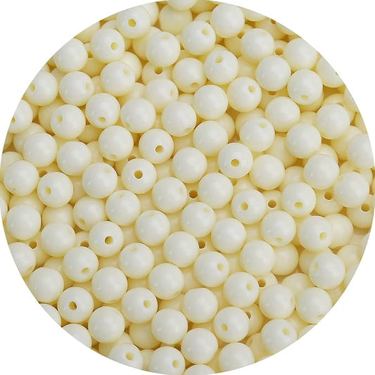 500pcs 8mm smooth beige acrylic round beads, round acrylic balls gumball beads, bubblegum beads chunky beads, plastic resin beads for necklace and bracelet making, crafting supplies
