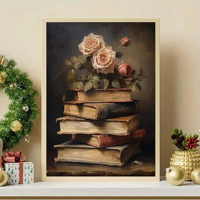 GEMFAMILY Books Diamond Art Kits for Adults,Flower 5D Diamond Painting Kits for Adults Beginners, Vintage Full Round Drill Diamond Dots Paintings Gem Art and Crafts Home Decor 12 x 16 Inch