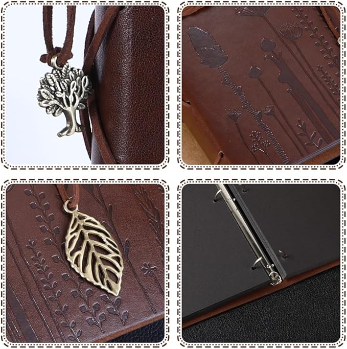 ThxMadam Leather Scrapbook Album 60 Pages Vintage Love Photo Album,11 * 8.1 Inch Scrapbook for Couples-DIY Memory Book,Birthday/Wedding Guest Book Gift for Anniversary Mother's Day