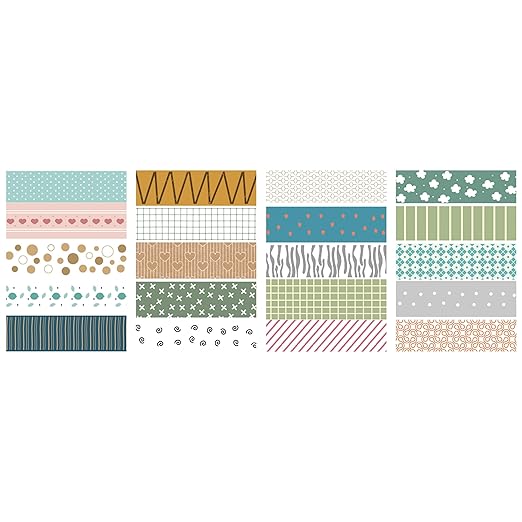 YUBBAEX 20 Rolls Basic Patterns Washi Tape Set Skinny Masking Creative Decorative Tapes, Designer's Selection (Collection 3-Elegance)