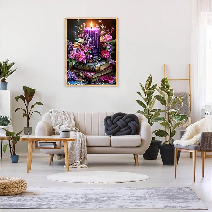 MAXBYE Books Paint by Number, Candlelight Flower Adults' Paint by Number Kits, DIY Acrylic Paint Kit for Adults Beginners Unframed, Easy Oil Paint by Numbers Canvas for Home Wall Decor 12x16inch