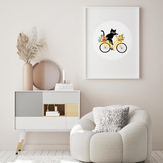 Louise Maelys Cute Cat Embroidery Kits for Beginners with Flower Bike Pattern,Adults Starter Cross Stitch Kit DIY Needlepoint