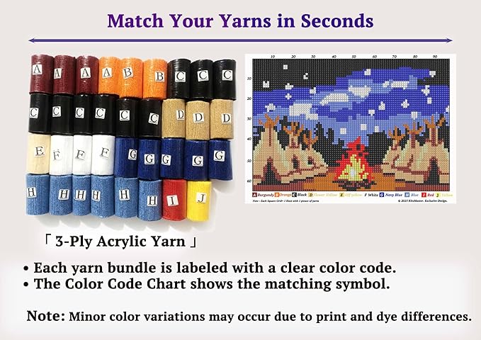 Campfire Night Latch Hook Kit –Cozy Tent Scene Under Starry Sky | DIY Rug Making Kit for Adults & Beginners | Pre-Printed Canvas, Soft Yarn & Anti-Slip Backing23.6''x15.8'' (Starlit Campfires)