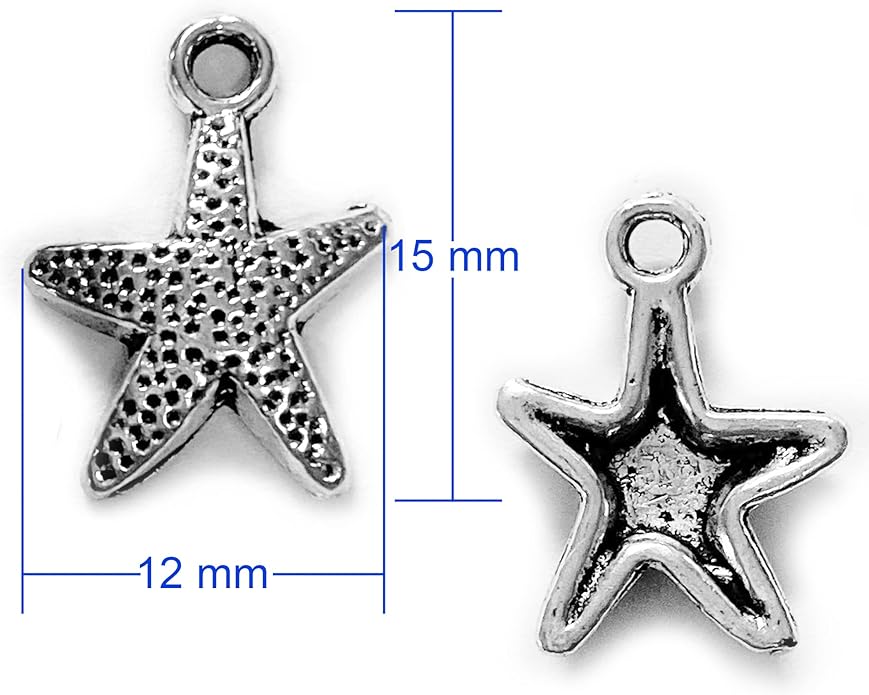 Heather's cf Silver Sea Charms – Antique Pendants, Non-Tarnish, Lead-Free & Nickel-Free, Bulk Ocean Animal Charms for DIY Jewelry, Bracelets, Necklaces, Earrings, Beach Craft Supplies (Sea Animals)