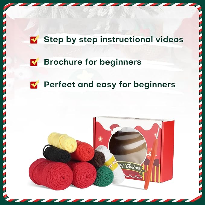 Festive Crochet Set - a Beginner-Friendly Crochet Set that Includes Step-by-Step Instructional Videos and Crochet Pattern Manuals (Christmas Tree Snowman Tapestry)
