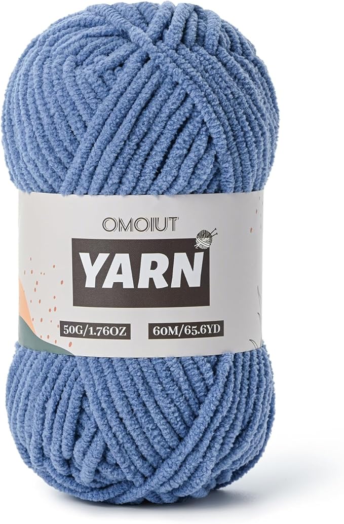 Plush Chenille Chunky Crochet Yarn - Baby Yarn for Crocheting Soft - Velvet Yarns Knitting for Blankets Crafts - Fluffy Amigurumi Yarns 50g / 65.6yd (Navy Blue)