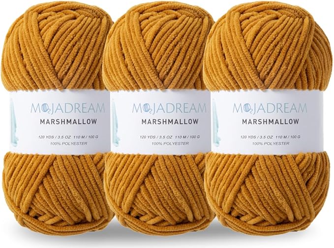 3PCS 3.5oz Chenille Yarn for Blankets Amigurumi: Soft Velvet Baby Yarn Blanket Knitting and Crocheting Bulky 5# Yarn 3 Skeins of 100g (Wood)