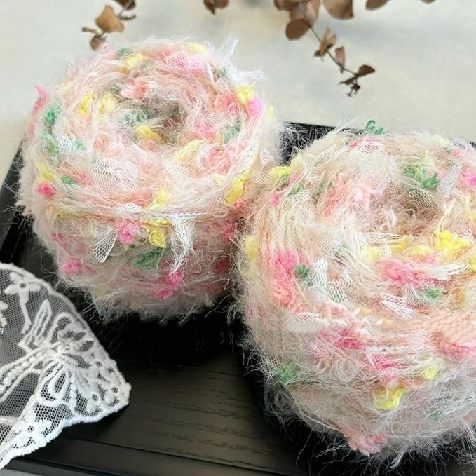 Hand Spun Art Yarn 4 Pack of 50g/Skein Fancy Yarn Multifiber Multicolored with Hand Blended Handmade for Jewelry Making Junk Magazines Knitting Crafts Textile Decorative Tassels Card Making