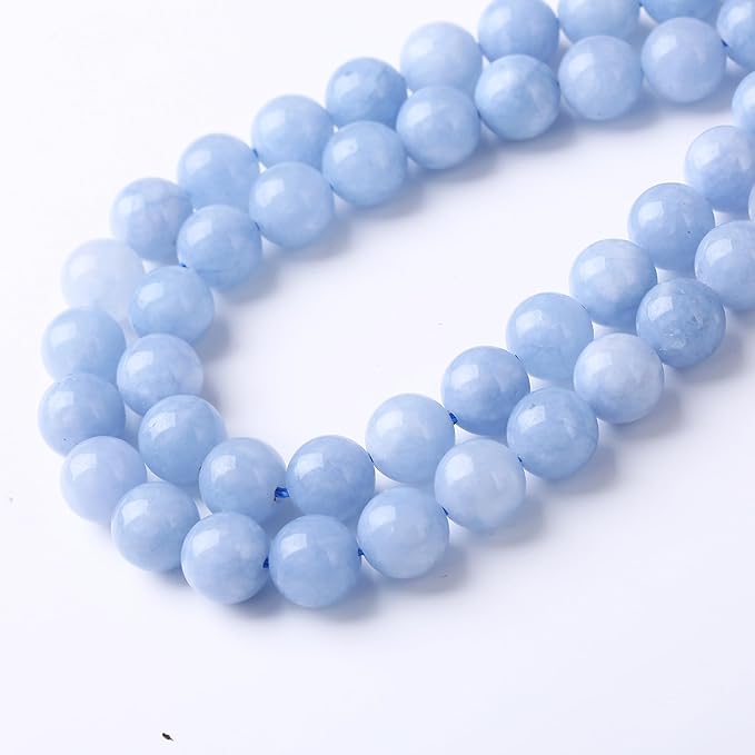 Dream Blue Chalcedony Stone Beads Jewelry Making Gemstone Round Crystal Bracelet Necklace1 Strand 15.5inch 35PCS 10MM